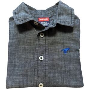 WRANGLER Steel Gray Embroidered Blue Horse Toddler Boys Shirt 3T